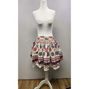 Vintage Nordic Folk Unbranded‎ Women OS Cream Red Black Snowflake Half Apron